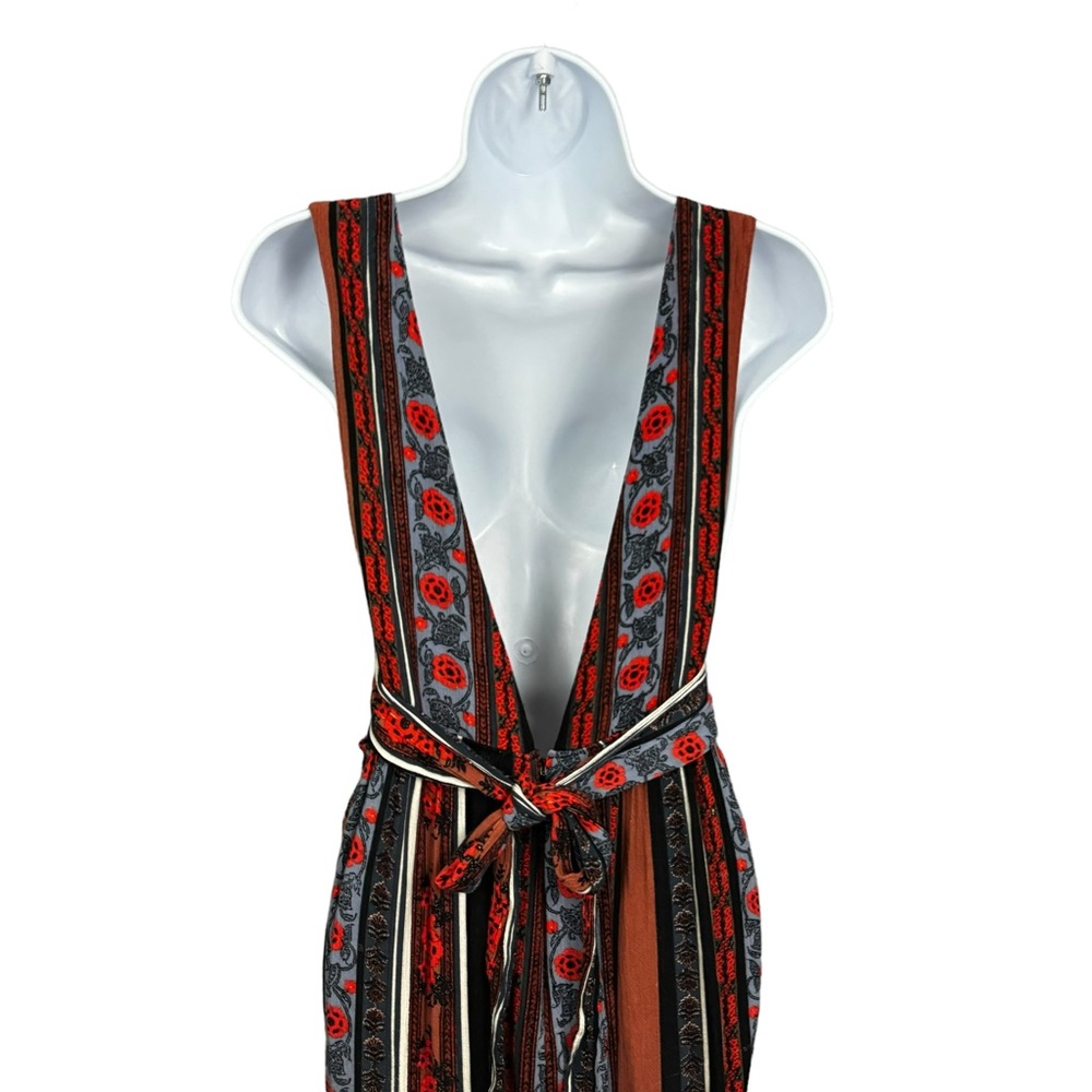 Free People Jumpsuit Womens Size 2 Plunge Neckline Boho 70s Festival - Picture 6 of 15